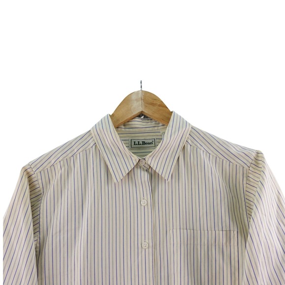 LL Bean Tops - Vintage LL Bean Womens 14 Striped Button Up Shirt Long Sleeve Casual Classic Fit